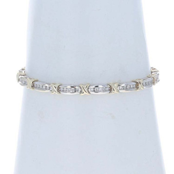White Gold Diamond Link Bracelet 7" - 10k Round Brilliant 1.00ctw White Gold Diamond Link Bracelet 7" - 10k Round Brilliant 1.00ctw