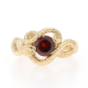 Yellow Gold Garnet Vintage Coiled Snake Solitaire Ring 14k Rnd1.60ct EternalLove Yellow Gold Garnet Vintage Coiled Snake Solitaire Ring 14k Rnd1.60ct EternalLove