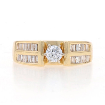 Yellow Gold Diamond Engagement Ring - 14k Round Brilliant 1.00ctw Cathedral Yellow Gold Diamond Engagement Ring - 14k Round Brilliant 1.00ctw Cathedral