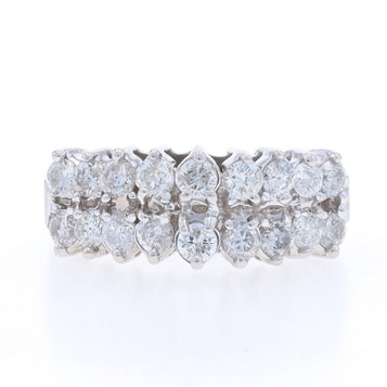 White Gold Diamond Cluster Cocktail Ring - 14k Round Brilliant 1.00ctw Tiered White Gold Diamond Cluster Cocktail Ring - 14k Round Brilliant 1.00ctw Tiered