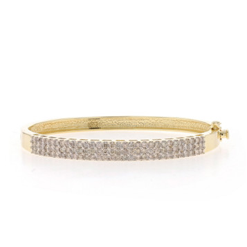 Yellow Gold Diamond Cluster Bangle Bracelet 6 1/2" - 14k Round Brilliant 2.50ctw Yellow Gold Diamond Cluster Bangle Bracelet 6 1/2" - 14k Round Brilliant 2.50ctw