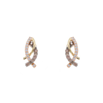 Le Vian Diamond Drop Earrings - Yellow Gold 14k Round .40ctw Intertwined Ribbons Le Vian Diamond Drop Earrings - Yellow Gold 14k Round .40ctw Intertwined Ribbons