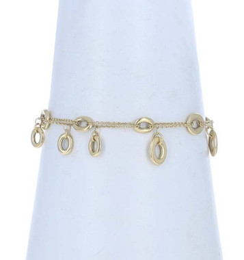 Nanis Oval Charm Link Bracelet 7 1/2" - Yellow Gold 18k Cable Chain Italy Nanis Oval Charm Link Bracelet 7 1/2" - Yellow Gold 18k Cable Chain Italy