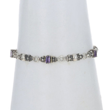 Lagos Caviar Amethyst Link Bracelet 7 1/2" Sterling 925 Yellow Gold 18k Baguette Lagos Caviar Amethyst Link Bracelet 7 1/2" Sterling 925 Yellow Gold 18k Baguette