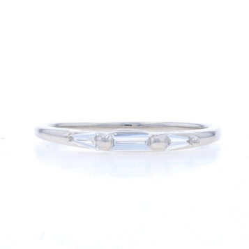 Platinum Diamond Wedding Band - Baguette .14ctw Three-Stone Ring