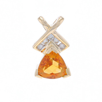 Yellow Gold Citrine Pendant - 14k Trillion 1.17ct X Crossover Yellow Gold Citrine Pendant - 14k Trillion 1.17ct X Crossover