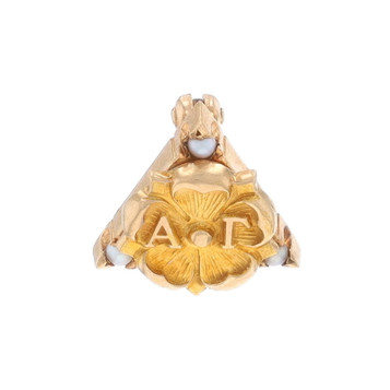 Yellow Gold Alpha Gamma Delta Vintage Mother's Pin 10k Pearl Sorority Mom Badge Yellow Gold Alpha Gamma Delta Vintage Mother's Pin 10k Pearl Sorority Mom Badge