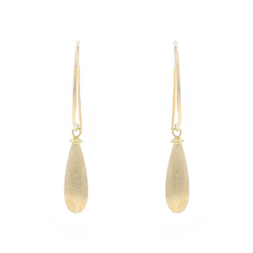 Milor Teardrop Dangle Earrings - Yellow Gold 18k Italy Brushed Pierced Milor Teardrop Dangle Earrings - Yellow Gold 18k Italy Brushed Pierced
