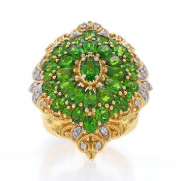 Sterling Chrome Diopside Topaz Cocktail Ring 925 Gold Pltd Oval 3.56ctw Sz 8 1/4 Sterling Chrome Diopside Topaz Cocktail Ring 925 Gold Pltd Oval 3.56ctw Sz 8 1/4