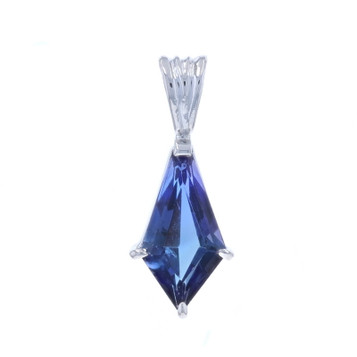 White Gold Tanzanite Solitaire Pendant - 14k Kite 2.28ct White Gold Tanzanite Solitaire Pendant - 14k Kite 2.28ct