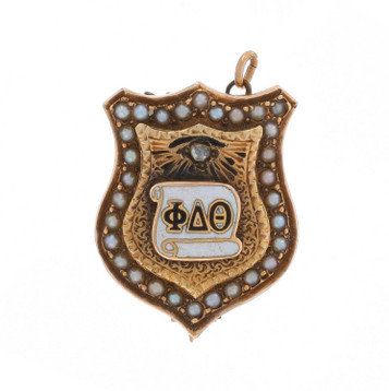 Phi Delta Theta Badge - 14k Gold Opals Diamonds Antique Fraternity