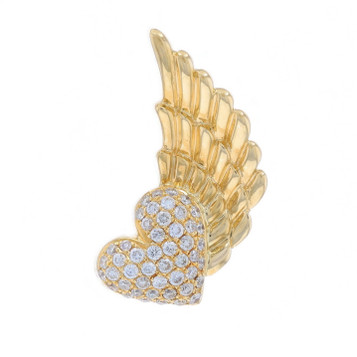 King Baby Pavé Diamond Winged Heart Enhancer Pendant Yellow Gold 18k .52ctwLove King Baby Pavé Diamond Winged Heart Enhancer Pendant Yellow Gold 18k .52ctwLove