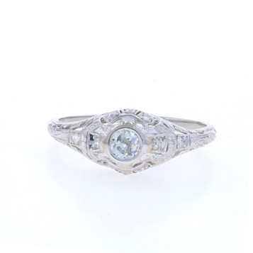 Platinum Diamond Art Deco Ring - Mine Cut .30ctw Vintage Milgrain Filigree Platinum Diamond Art Deco Ring - Mine Cut .30ctw Vintage Milgrain Filigree