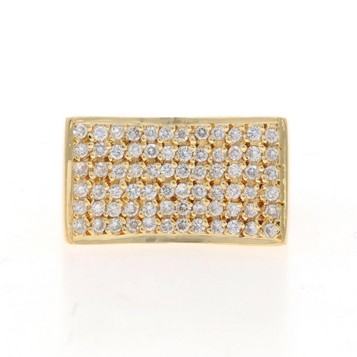 Yellow Gold Pavé Diamond Cluster Cocktail Band - 18k Round .90ctw Contoured Ring Yellow Gold Pavé Diamond Cluster Cocktail Band - 18k Round .90ctw Contoured Ring