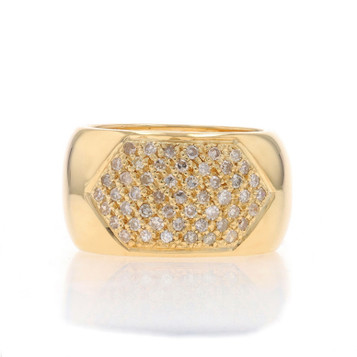 Yellow Gold Pavé Diamond Cluster Cocktail Band - 18k Single Cut .50ctw Ring Yellow Gold Pavé Diamond Cluster Cocktail Band - 18k Single Cut .50ctw Ring