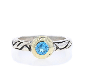 Gabriel Blue Topaz Solitaire Ring - Sterling Silver 925 14k Round Cut Gabriel Blue Topaz Solitaire Ring - Sterling Silver 925 14k Round Cut