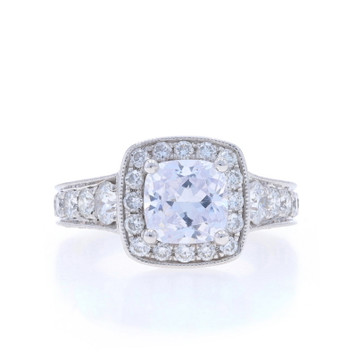 Gabriel & Co. Semi-Mount Halo Engagement Ring White Gold 14k Cush Rnd CZ Dias. Gabriel & Co. Semi-Mount Halo Engagement Ring White Gold 14k Cush Rnd CZ Dias.