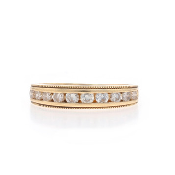 Yellow Gold Diamond Wedding Band - 14k Round .50ctw Channel Set Milgrain Ring Yellow Gold Diamond Wedding Band - 14k Round .50ctw Channel Set Milgrain Ring