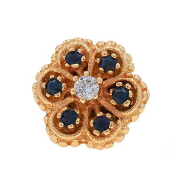 Richard Glatter Diamond Sapphire Vintage Slide Charm - Yellow Gold 14k .41ctw Richard Glatter Diamond Sapphire Vintage Slide Charm - Yellow Gold 14k .41ctw