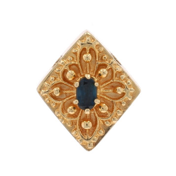 Richard Glatter Sapphire Vintage Slide Charm - Yellow Gold 14k Oval .35ct Floral Richard Glatter Sapphire Vintage Slide Charm - Yellow Gold 14k Oval .35ct Floral