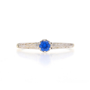 Yellow Gold Lab-Created Spinel Art Deco Solitaire Engagement Ring -14k Rnd .13ct Yellow Gold Lab-Created Spinel Art Deco Solitaire Engagement Ring -14k Rnd .13ct