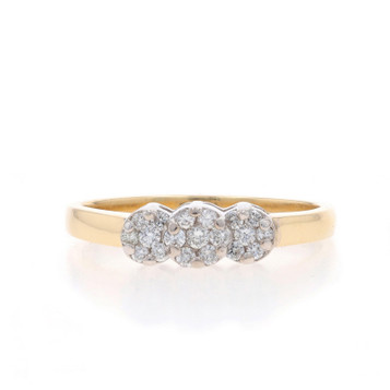 Yellow Gold Diamond Cluster Engagament Ring - 14k Round Brilliant .14ctw Floral Yellow Gold Diamond Cluster Engagament Ring - 14k Round Brilliant .14ctw Floral