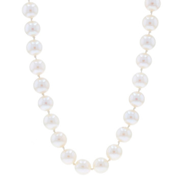 White Gold Cultured Pearl Knotted Strand Necklace 22 3/4" - 14k White Gold Cultured Pearl Knotted Strand Necklace 22 3/4" - 14k