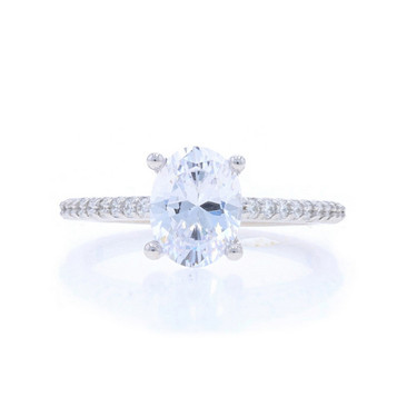 White Gold Semi-Mount Engagement Ring - 14k Oval Dias .20ctw CZ fits ~8x6mm White Gold Semi-Mount Engagement Ring - 14k Oval Dias .20ctw CZ fits ~8x6mm