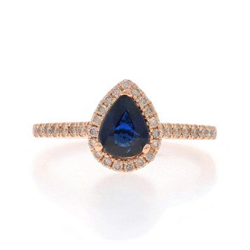 Le Vian Sapphire & Diamond Halo Engagement Ring - Rose Gold 14k Pear 1.43ctw Le Vian Sapphire & Diamond Halo Engagement Ring - Rose Gold 14k Pear 1.43ctw