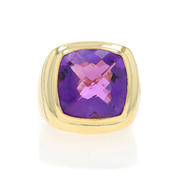 David Yurman Amethyst Cocktail Solitaire Ring - Yellow Gold 18k Square Cushion David Yurman Amethyst Cocktail Solitaire Ring - Yellow Gold 18k Square Cushion