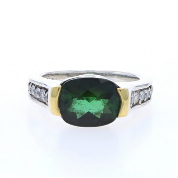 David Yurman Tourmaline Diamond Ring Sterling 925 YellowGold 18k Cushion 3.41ctw David Yurman Tourmaline Diamond Ring Sterling 925 YellowGold 18k Cushion 3.41ctw