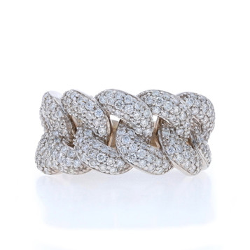 White Gold Pavé Diamond Chain Link Cluster Cocktail Band -14k Round 1.50ctw Ring White Gold Pavé Diamond Chain Link Cluster Cocktail Band -14k Round 1.50ctw Ring