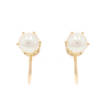 Yellow Gold Cultured Pearl Stud Earrings - 10k Non-Pierced Screw-Ons Yellow Gold Cultured Pearl Stud Earrings - 10k Non-Pierced Screw-Ons
