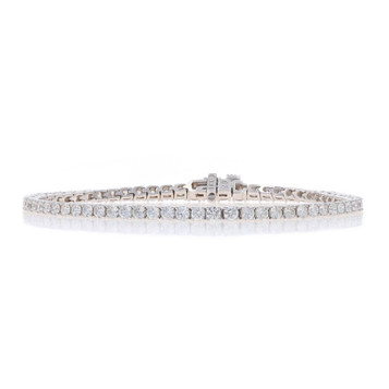 White Gold Diamond Tennis Bracelet 6 3/4" - 14k Round Brilliant 4.05ctw White Gold Diamond Tennis Bracelet 6 3/4" - 14k Round Brilliant 4.05ctw