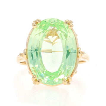 Yellow Gold Lab-Created Spinel Cocktail Solitaire Ring - 14k Mixed Oval 11.20ct Yellow Gold Lab-Created Spinel Cocktail Solitaire Ring - 14k Mixed Oval 11.20ct