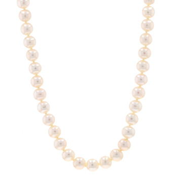Yellow Gold Cultured Pearl Knotted Strand Necklace 17 3/4" - 10k Yellow Gold Cultured Pearl Knotted Strand Necklace 17 3/4" - 10k