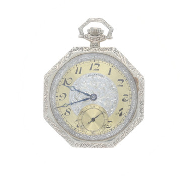 Illinois 3 Aristocrat Pocket Watch - Gold & Silver Octagon Grade 405 Size 12s Illinois 3 Aristocrat Pocket Watch - Gold & Silver Octagon Grade 405 Size 12s