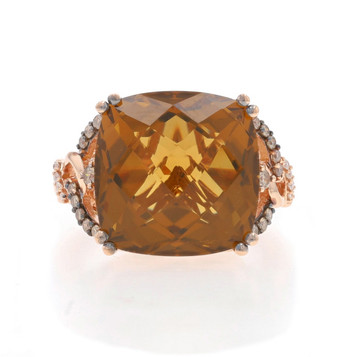 Le Vian Citrine Diamond Ring Rose Gold 14k Square Cushion Checkerboard 11.50ctw Le Vian Citrine Diamond Ring Rose Gold 14k Square Cushion Checkerboard 11.50ctw