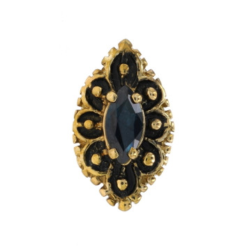 Yellow Gold Sapphire Solitaire Slide Charm - 14k Marquise .57ct Yellow Gold Sapphire Solitaire Slide Charm - 14k Marquise .57ct