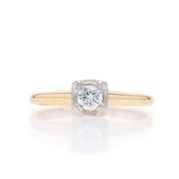 Yellow Gold Diamond Vintage Solitaire Engagement Ring 14k Round Brilliant .22ct Yellow Gold Diamond Vintage Solitaire Engagement Ring 14k Round Brilliant .22ct