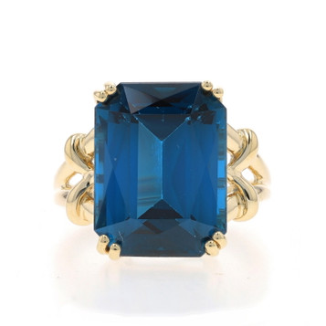 Yellow Gold Lab-Created Spinel Cocktail Solitaire Ring - 10k Rect Mixed 13.21ct Yellow Gold Lab-Created Spinel Cocktail Solitaire Ring - 10k Rect Mixed 13.21ct