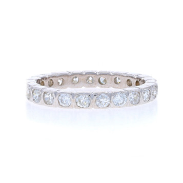 White Gold Diamond Eternity Wedding Band - 14k Round & European .88ctw Ring Sz 6 White Gold Diamond Eternity Wedding Band - 14k Round & European .88ctw Ring Sz 6