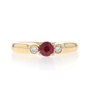Yellow Gold Rubellite Tourmaline Diamond Ring 14k Rd .37ctw Engagement Stackable Yellow Gold Rubellite Tourmaline Diamond Ring 14k Rd .37ctw Engagement Stackable
