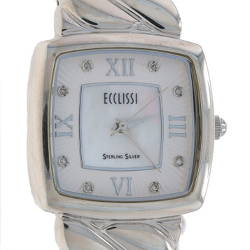 Ecclissi Diamond Ladies Wristwatch 33535 - Sterling & Stainless Quartz 1 Yr Wnty Ecclissi Diamond Ladies Wristwatch 33535 - Sterling & Stainless Quartz 1 Yr Wnty