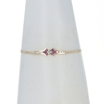 Yellow Gold Diamond & Ruby Bar Bracelet 7" - 14k Asscher .95ctw Yellow Gold Diamond & Ruby Bar Bracelet 7" - 14k Asscher .95ctw
