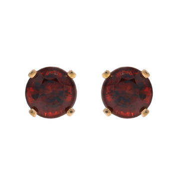 Yellow Gold Red Spinel Stud Earrings - 14k Round 2.22ctw Pierced Yellow Gold Red Spinel Stud Earrings - 14k Round 2.22ctw Pierced