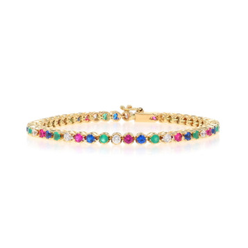 Yellow Gold Lab-Created Ruby Simulated Emerald CZ Tennis Bracelet 6" 14k 3.06ctw Yellow Gold Lab-Created Ruby Simulated Emerald CZ Tennis Bracelet 6" 14k 3.06ctw