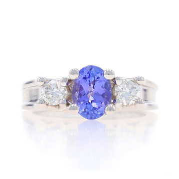White Gold Tanzanite Diamond Ring - 14k Oval 1.06ctw Engagement White Gold Tanzanite Diamond Ring - 14k Oval 1.06ctw Engagement