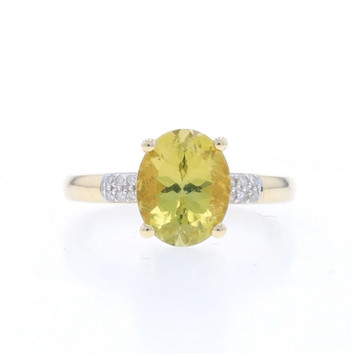 Yellow Gold Tourmaline & Diamond Ring - 10k Oval 2.93ctw Yellow Gold Tourmaline & Diamond Ring - 10k Oval 2.93ctw