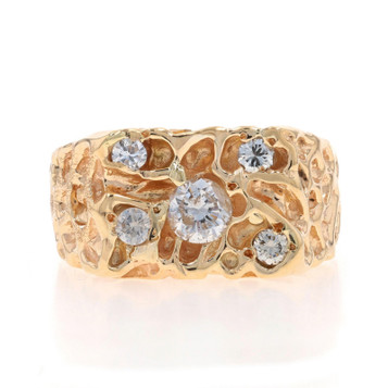 Yellow Gold Diamond Men's Ring - 14k Round Brilliant 1.10ctw Nugget Cluster Yellow Gold Diamond Men's Ring - 14k Round Brilliant 1.10ctw Nugget Cluster